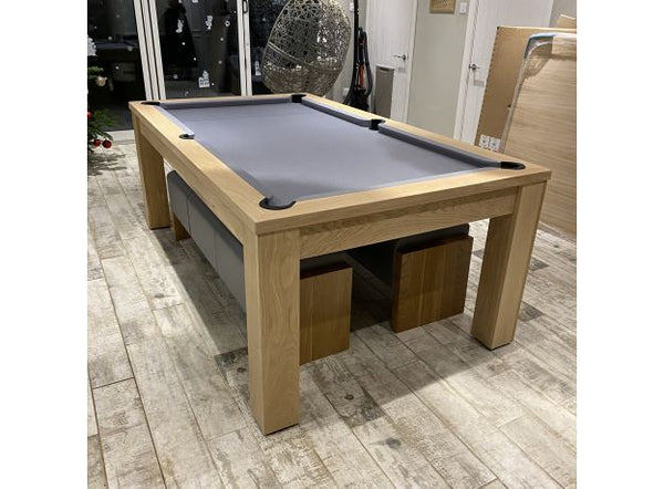 Funky Munky Pool Dining Table - Solid Natural Oak  - Slate Bed - 6FT / 7FT